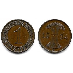 (37) Imperio Alemán (Weimar). 1934(A). 1 Reichspfennig (MBC)