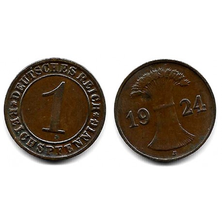 (30) Imperio Alemán (Weimar). 1924(J). 1 Reichspfennig (MBC+)