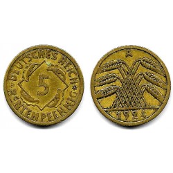 (32) Imperio Alemán (Weimar). 1924(A). 5 Rentenpfennig (MBC)