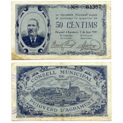 Puigverd d,Agramunt. 1937. 50 Céntimos (MBC-)