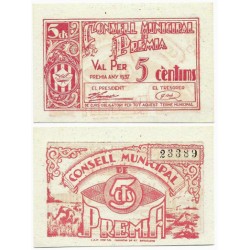 Premià. 1937. 5 Céntimos (SC)