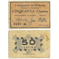 Rodonyà. 1937. 50 Céntimos (MBC-)