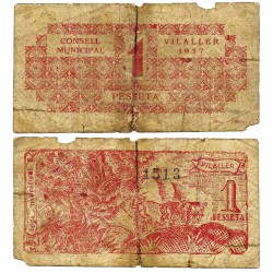 Vilaller. 1937. 1 Peseta (RC+) Roturas