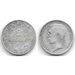 (75) Bélgica. 1911. 2 Francs (BC+) (Plata)