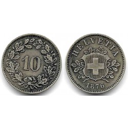 (6) Suiza. 1876. 10 Rappen (MBC)