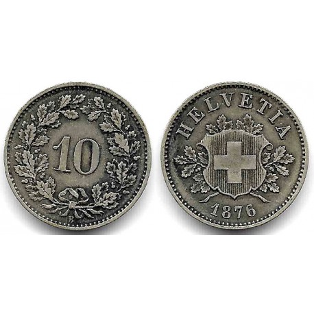 (6) Suiza. 1876. 10 Rappen (MBC)