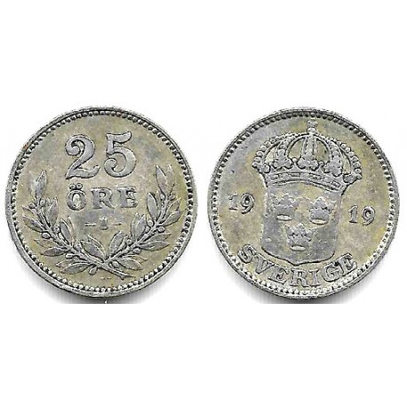 (785) Suecia. 1919. 25 Ore (MBC) (Plata)