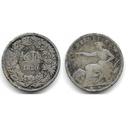 (8) Suiza. 1850. ½ Franc (BC/BC-) (Plata)