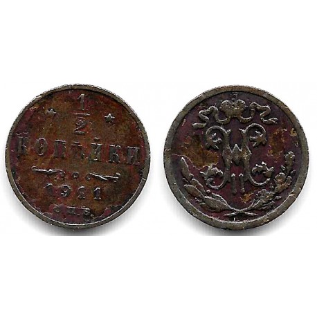 (Y48.1) Imperio Ruso. 1911. ½ Kopek (MBC)
