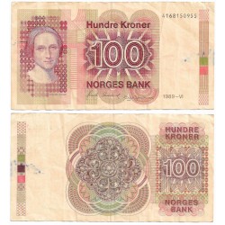 (43d) Noruega. 1989. 100 Kroner (MBC-) Mancha de Tinta