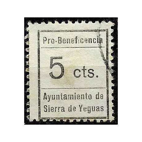 Viñeta. Pro Beneficencia. Sierra de Yeguas. 5 Céntimos (Usado)