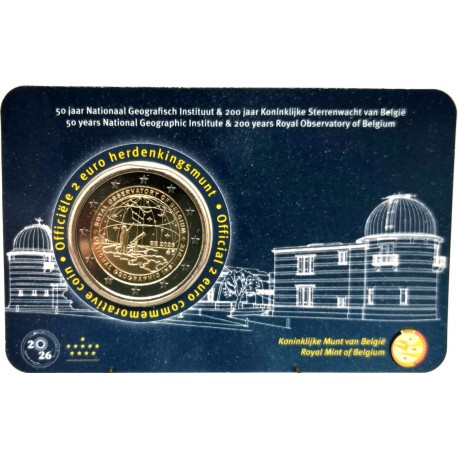 Bélgica. 2026. 2 Euro (SC) 200 Aniv. Observatorio Real