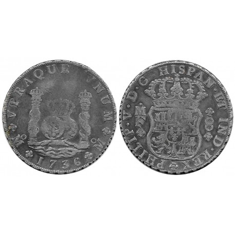 Felipe V. 1736. 8 Reales (MBC-) (Plata) Ceca de Méjico MF