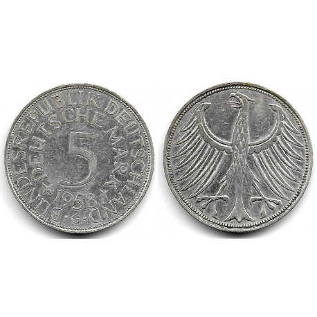 (112.1) Alemania. 1958(D). 5 Mark (MBC) (Plata)