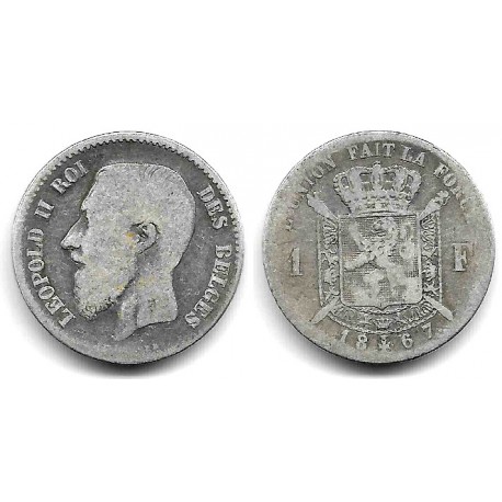 (28.1) Bélgica. 1867. 1 Franc (BC/BC-) (Plata)