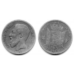 (30.1) Bélgica. 1868. 2 Francs (BC) (Plata)