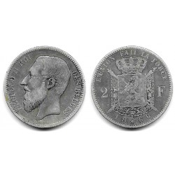 (30.1) Bélgica. 1866. 2 Francs (BC) (Plata)