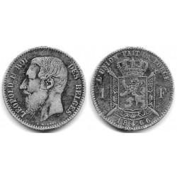 (28.1) Bélgica. 1866. 1 Franc (BC/BC+) (Plata)