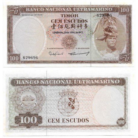 (28a) Timor Oriental. 1963. 100 Escudos (SC)