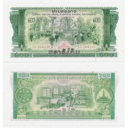 (23A) Laos. 1968. 200 Kip (SC) Pequeñas Manchas
