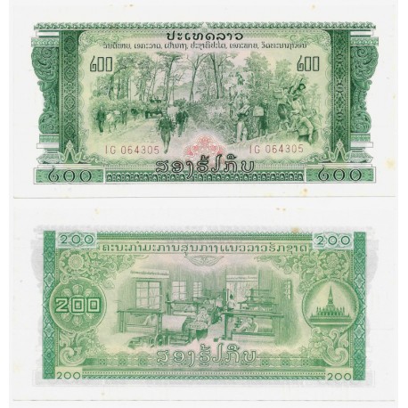 (23A) Laos. 1968. 200 Kip (SC) Pequeñas Manchas