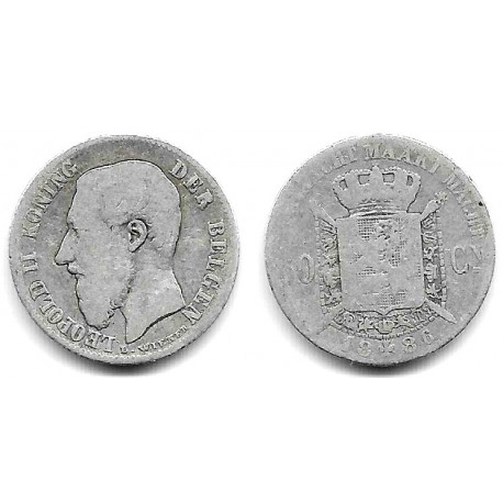 (27) Bélgica. 1886. 50 Centimes (RC+) (Plata)