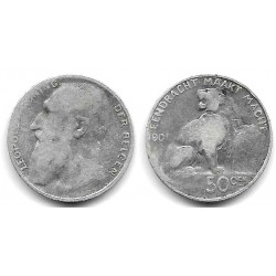 (51) Bélgica. 1901. 50 Centimes (BC) (Plata)