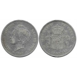 Alfonso XIII. 1892*(-----). 5 Pesetas (BC) (Plata) Ceca de Madrid PG-M
