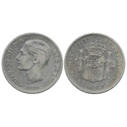 Alfonso XII. 1878*(-----). 5 Pesetas (BC) (Plata) Ceca de Madrid DE-M