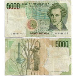 (111b) Italia. 1985. 5000 Lira (BC) Leve rotura margen izquierdo
