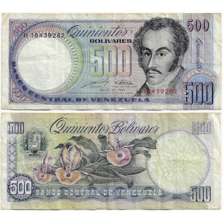 (67d) Venezuela. 1990. 500 Bolívares (BC) Pequeños agujeros
