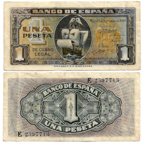Estado Español. 1940. 1 Peseta (MBC-) Serie E