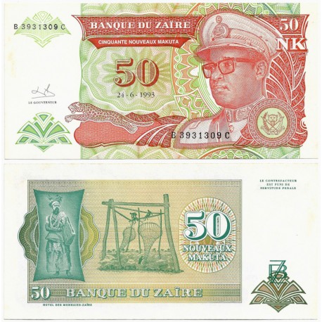 (51) Zaire. 1993. 50 Nouveaux Makuta (SC)