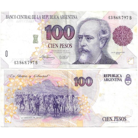 (345b) Argentina. 1992-97. 100 Pesos (MBC) Pequeñas manchas