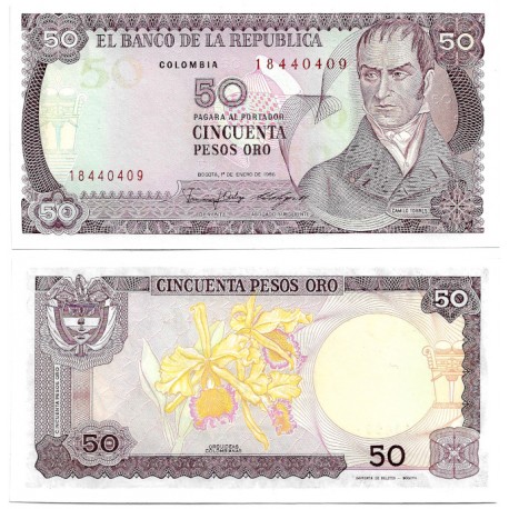 (425b) Colombia. 1986. 50 Pesos Oro (SC)