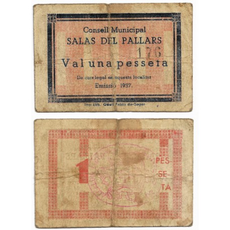Salàs del Pallars. 1937. 1 Peseta (BC/BC-)