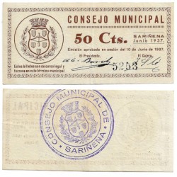 Sariñena. 1937. 50 Céntimos (EBC)