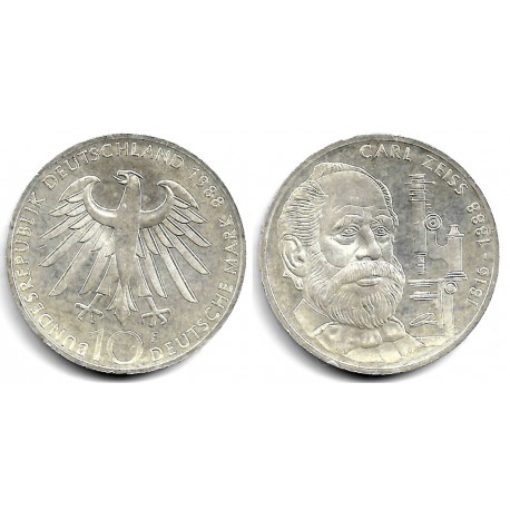 (169) Alemania. 1988(P). 10 Mark (EBC+) (Plata)