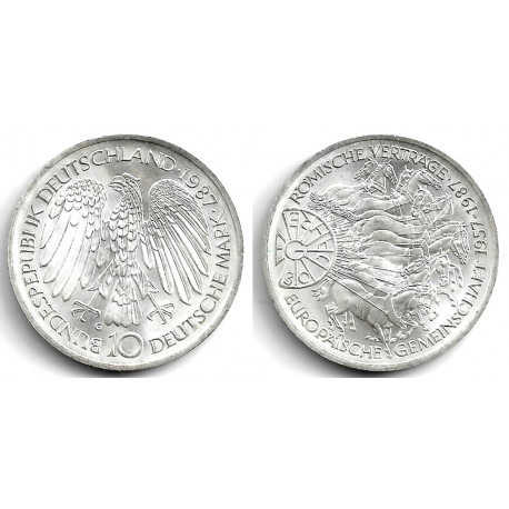(167) Alemania. 1987(G). 10 Mark (EBC+) (Plata)