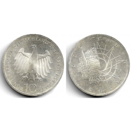 (172) Alemania. 1989(D). 10 Mark (EBC+) (Plata)