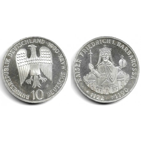 (174) Alemania. 1990(F). 10 Mark (EBC+) (Plata)