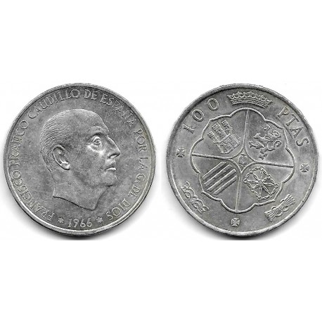 Estado Español. 1966*(19-68). 100 Pesetas (MBC+) (Plata)