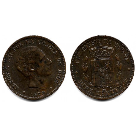 Alfonso XII. 1878. 10 Céntimos (EBC-) Ceca de Barcelona OM