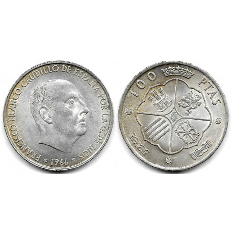 Estado Español. 1966*(19-66). 100 Pesetas (MBC+) (Plata)