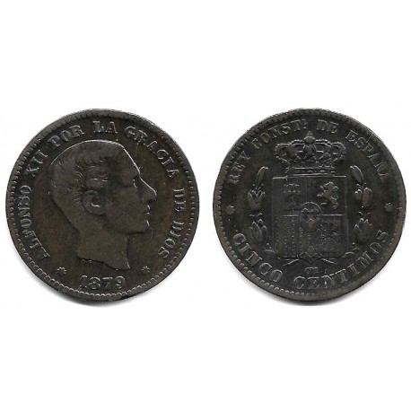 Alfonso XII. 1879. 5 Céntimos (BC/BC+) Ceca de Barcelona OM
