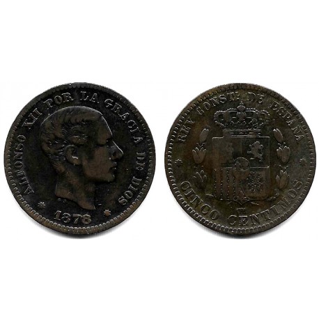 Alfonso XII. 1878. 5 Céntimos (BC) Ceca de Barcelona OM