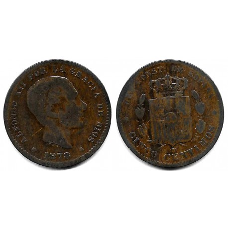 Alfonso XII. 1878. 5 Céntimos (BC-) Ceca de Barcelona OM