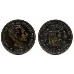 Alfonso XII. 1879. 5 Céntimos (MBC-) Ceca de Barcelona OM