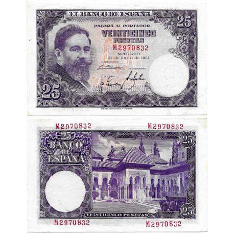 Estado Español. 1954. 25 Pesetas (MBC+) Serie M