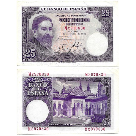 Estado Español. 1954. 25 Pesetas (MBC+) Serie M